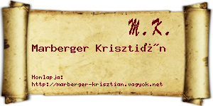 Marberger Krisztián névjegykártya